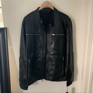 Karl Lagerfeld Paris Men’s Leather Moto Jacket Size L